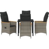 vidaXL Set vrtne blagovaonice s jastučićima Siva poli ratan | shoptok.hr