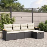 Maison Chic Seti vrtnega pohištva - Vrtna garnitura - Vrtni pohištvo set 5-delna z blazinami črn poli ratan, (21817724) | Shoptok.si