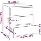  Komoda boja smeđeg hrasta 70 x 41 x 75 cm od iverice | shoptok.hr