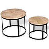  Dvodijelni Set Stolića za Kavu Masivno Mango Drvo Okrugli 40cm/50cm | shoptok.hr