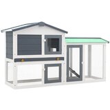 vidaXL Zunanji velik zajčnik siv in bel 145x45x84 cm les, (20653854) | Shoptok.si
