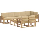  Set vanjskih sofa s jastukom 9 pcs Bijela i bež Poliester | Eponuda.ba