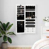  Zidni ormarić za nakit s ogledalom bijeli 37,5 x 10 x 106 cm | shoptok.hr