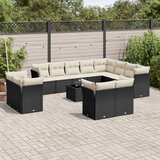  13-dijelni set vrtnih sofa s jastucima poliratan crni | shoptok.hr