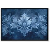  Slika - Ornament in Blue and Cool Colors Dark Blue Decoration 90x60 U crnom drvenom okviru | shoptok.hr