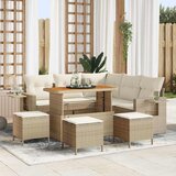 vidaXL Sjedeća garnitura za vrt 10 kom. 7-Broj sjedala Bež i krema 219 x 219 x 85 cm | shoptok.hr