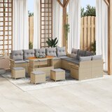 vidaXL set vrtnih sofa s jastučićima Bež Poly Rattan Acacia | shoptok.hr