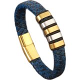 INF Moška pletena zapestnica iz PU usnja Blue, (21535761) | Shoptok.si