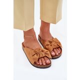 Boto Women's Cork Sole Slippers With Bow Camel Seressa | shoptok.hr