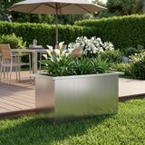  Vrtna posuda za sadnju s LED svjetlom Srebrna 30 x 60 x 30 cm Slike