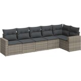  6-dijelni set vrtnih sofa od poliratana s jastucima sivi | shoptok.hr