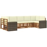 vidaXL Kotna sedežna garnitura 7 pcs Naravna in smetana Poliester, (5000283852) | Shoptok.si