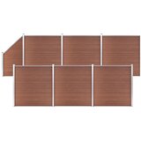  Wpc ograjni paneli 6 kvadratnih + 1 poševni 1138x186 cm rjavi | Shoptok.si