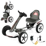  Dječji električni gokart s LED-om i dvostrano podesivim volanom te svjetlima na sjedalu - bijeli | shoptok.hr