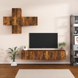 The Living Store Komplet TV omaric 7-delni dimljen hrast inženirski les - Komplet TV Omaric, (21374464) Cene