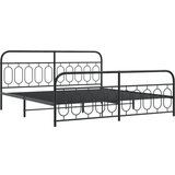  The Living Store Kovinski posteljni okvir z vzglavjem in vznožjem črn 200x200 cm - Posteljni Okvir, (21496244) | Shoptok.si