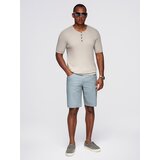 Ombre Men's knitted t-shirt with buttons at the neckline - light grey | shoptok.hr