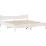  Okvir za krevet s uzglavljem bijeli 200x200 cm masivna borovina | shoptok.hr
