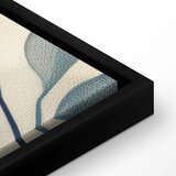  Slika - Leaves in Blue Color Delicate Botanical Motif 90x60 U crnom drvenom okviru | shoptok.hr
