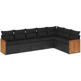 Maison Chic Seti vrtnega pohištva - Vrtna garnitura - Vrtni pohištvo set 7-delna z blazinami črn poli ratan, (21802555) | Shoptok.si