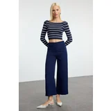 Trendyol Navy Blue Culotte Pattern Woven Trousers