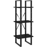 Furnova Knjižna omara 3-nadstropna črna 40x30x105 cm trdna borovina, (21932846) | Shoptok.si
