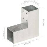 Spojnik za stupove u L-obliku od pocinčanog metala 71 x 71 mm | shoptok.hr