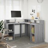  Radni stol s LED svjetlima siva boja hrasta 130x130x91cm drveni | shoptok.hr