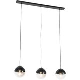 QAZQA Retro viseča svetilka črna s prozornim steklom, podolgovata 3-light - Eclipse | Shoptok.si