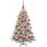  Umjetno božićno drvce s kuglicama 150 cm 150 LED lampica - Zelena i bijela 150 cm s LED-ima i crvenim lopticama | shoptok.hr