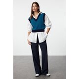 Trendyol Petroleum Crop V-Neck Knitwear Sweater | Shoptok.si