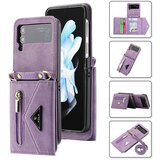 INORCO POLA za Samsung Galaxy Z Flip4 5G z več režami za kartice, žepnim stojalom na zadrgo, PU usnjen ovitek za telefon z naramnico, (22036113) Cene