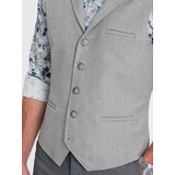 Ombre Men's suit vest with collar - light grey Cene