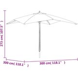  Vrtni suncobran s drvenim stupom crni 300x300x273 cm | shoptok.hr