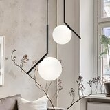 Toolight Stropna viseća svjetiljka Staklena kugla bijelo G107-1W BLACK WHITE | shoptok.hr
