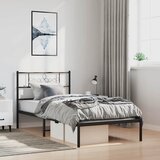  Metalni okvir za krevet s uzglavljem crni 100x190 cm | shoptok.hr