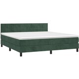 vidaXL Krevet box spring s madracem LED tamnozeleni 160x200 cm baršun | shoptok.hr