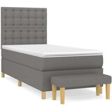  Box spring postelja z vzmetnico temno siva 90x200 cm blago, (20898583) | Shoptok.si