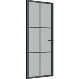  Notranja vrata 76x201,5 cm črno mat steklo in aluminij, (20766437) | Shoptok.si