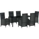  Vrtna garnitura - 6-dijelni vrtni blagovaonski set Crni Poli Ratan | shoptok.hr