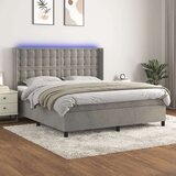  Box spring s madracem LED svjetlosivi 180x200 cm baršun Cijene