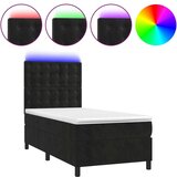  Box spring s madracem LED crni 100x200 cm baršun | shoptok.hr