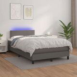  Box spring postelja z vzmetnico LED siva 120x200cm umetno usnje, (20725168) Cene