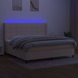  Box spring postelja z vzmetnico LED krem 200x200 cm blago, (20851589) | Shoptok.si