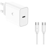 Ksix Punjač BCD30PDC01B/ 30 W + kabl USB-C na USB-C/ 1m/ bela Cene