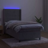  Krevet box spring s madracem LED svjetlosivi 90x200 cm baršun | shoptok.hr
