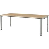 mauser Pravokotna miza, podnožje iz okroglih cevi, VxŠ 650 - 850 x 2000 mm, plošča imitacija javorja, ogrodje aluminijaste barve | Shoptok.si