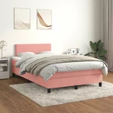 Box spring postelja z vzmetnico roza 120x200 cm žamet