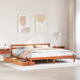 Maison Chic Posteljni okvir - Dvoposteljna postelja - Zakonska postelja brez vzmetnice vošč. rjav 180x200 cm borovina-J4580, (21761444) | Shoptok.si