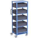 eurokraft pro transportni voziček za evro zaboje customline, za zaboje dxš 600 x 400 mm, modre barve, 5 zabojev, višina 175 mm Cene